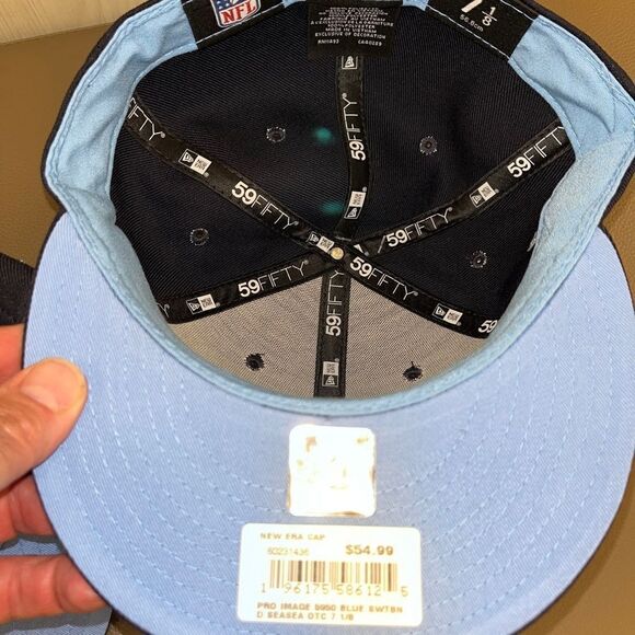 NEW ERA SEATTLE SEAHAWKS BLUE SUPERBOWL XLVIII 48 59FIFTY FITTED HAT CAP 7 1/8 - Picture 6 of 7